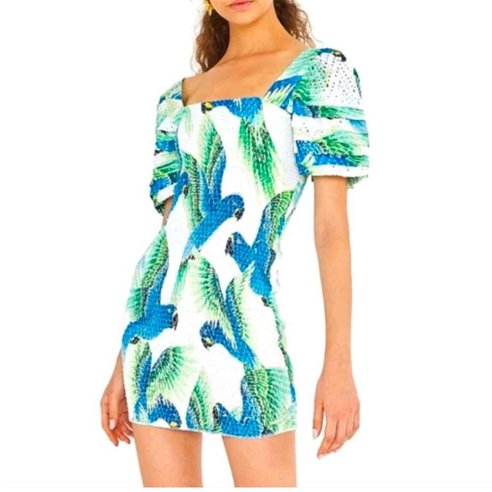 FARM Rio Parrot Print Mini Dress